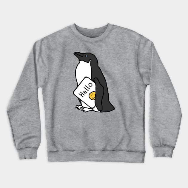 Cute Penguin Says Hello Crewneck Sweatshirt by ellenhenryart